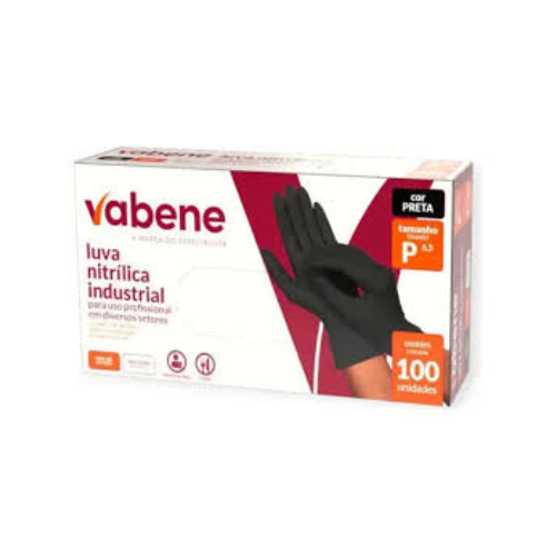 LUVA NITRILICA PRETA P BOX VABENE