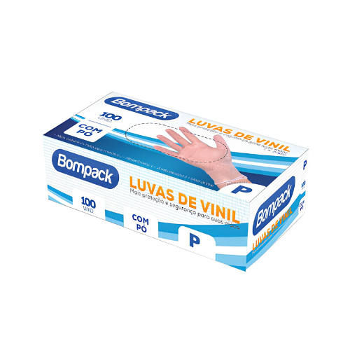 LUVA VINIL BOMPACK C/PÓ P