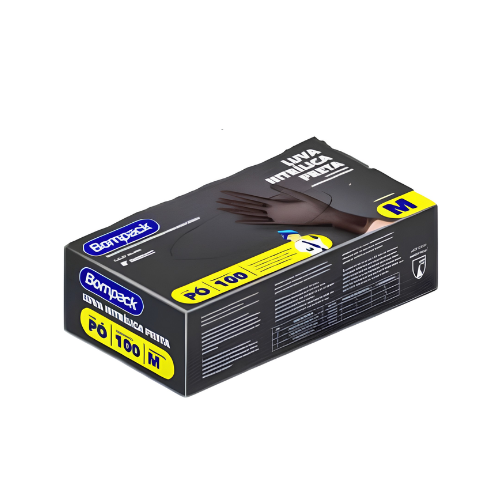 LUVA NITRÍLICA PRETA BOMPACK M S/PÓ