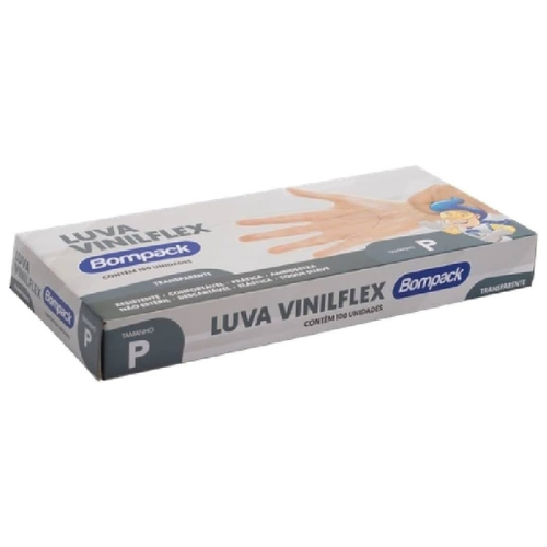 LUVA VINILFLEX BOMPACK S/PO TRANSPARENTE P