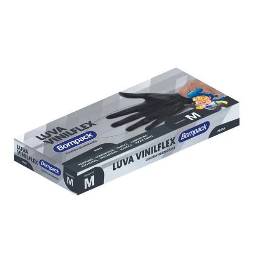 LUVA VINILFLEX BOMPACK S/PÓ PRETA M