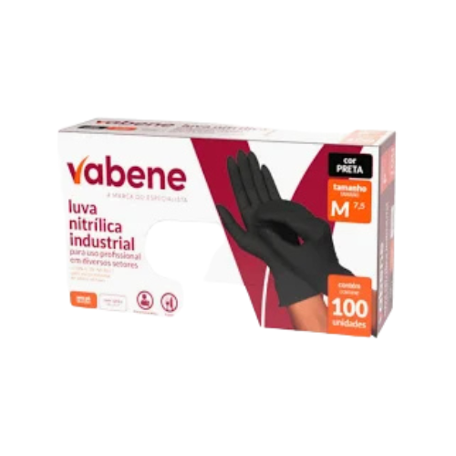 LUVA NITRILICA PRETA M BOX VABENE
