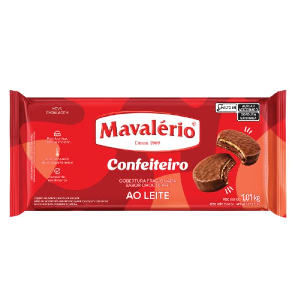 COBERTURA BARRA SABOR AO LEITE CONFEITEIRO MAVALÉRIO 1,01KG