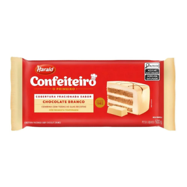 COBERTURA BARRA SABOR BRANCO CONFEITEIRO HARALD 500GR
