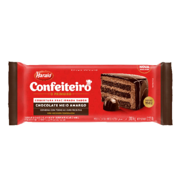 COBERTURA BARRA SABOR MEIO AMARGO CONFEITEIRO HARALD 1,010KG