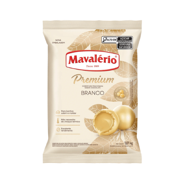 COBERTURA GOTAS SABOR CHOCOLATE BRANCO MAVALÉRIO 1,01KG