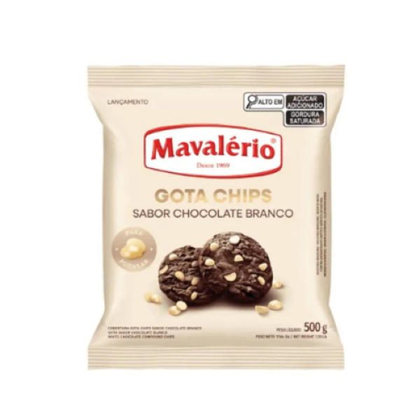 COBERTURA GOTAS SABOR CHOCOLATE BRANCO MAVALÉRIO 500GR