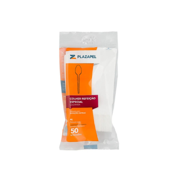 COLHER REFEIÇÃO PLAZAPEL BRANCO C/50