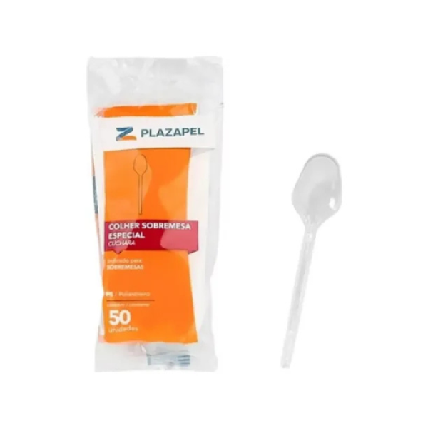 COLHER SOBREMESA ESPECIAL BRANCO PLAZAPEL C/50