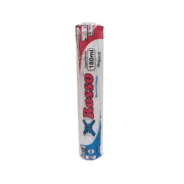 COPOS ROSSO DESCARTÁVEIS BRANCO 180ML C/100