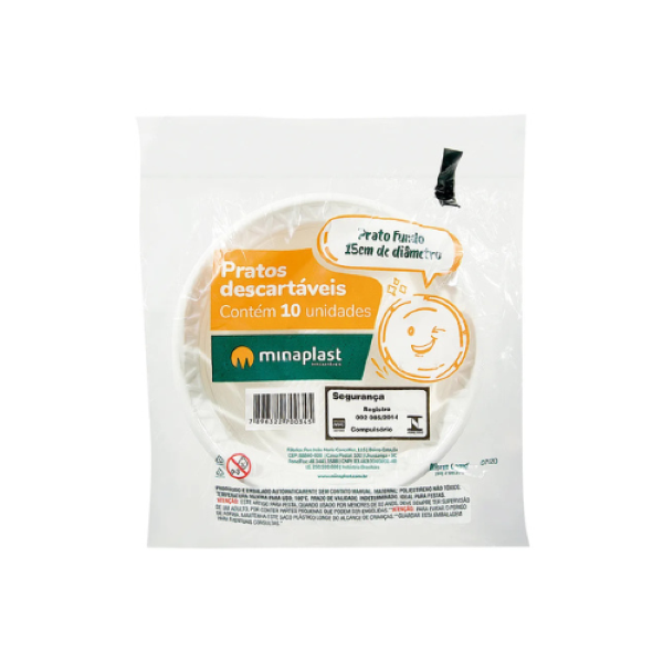 PRATOS FUNDO MINAPLAST 15CM C/10