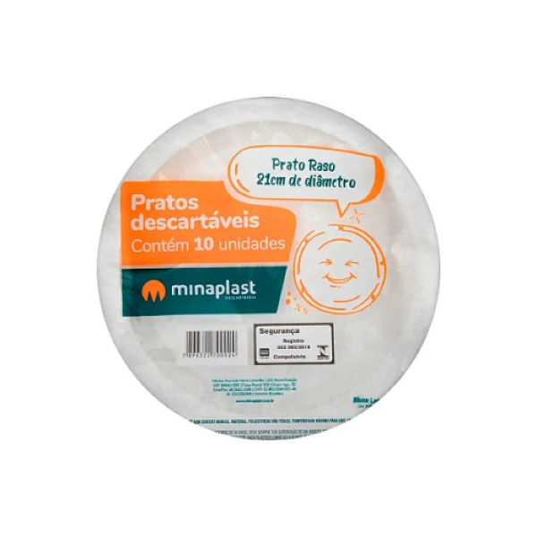 PRATOS RASOS MINAPLAST 21CM C/10