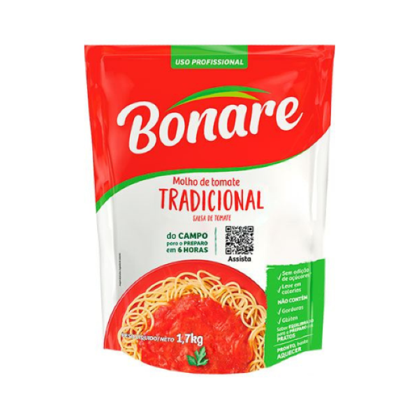 MOLHO DE TOMATE TRADICIONAL BONARE 1,7KG