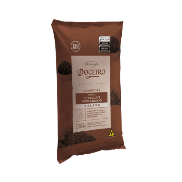 COBERTURA RALADA CHOCOLATE MEIO AMARGO DOCEIRO 1,005KG