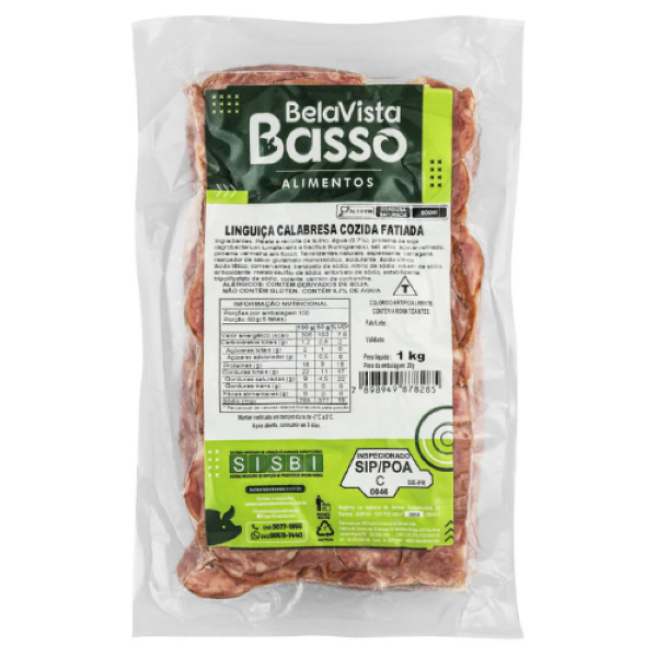 Linguiça calabresa cozida fatiada Bela Vista Basso