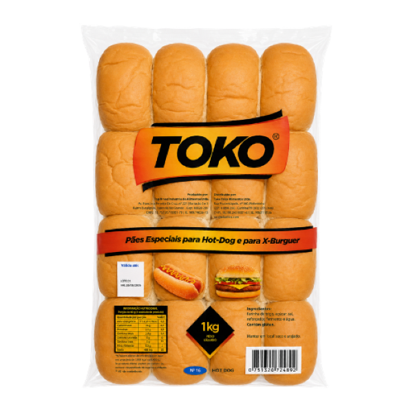 PÃO HOT DOG TRADICIONAL TOKO C/16UN