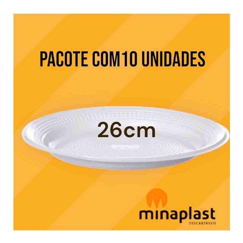 PRATOS RASOS MINAPLAST 26CM C/10