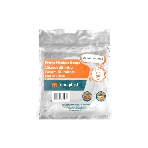 PRATOS RASOS MINAPLAST 15CM C/10