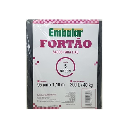 SACO DE LIXO FORTAO CONDOMINIO 200LT C/5