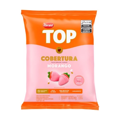 COBERTURA GOTAS SABOR MORANGO TOP HARALD 1,010KG