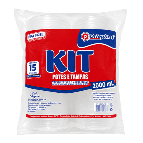 KIT POTES ORLEPLAST 2000ML C/15