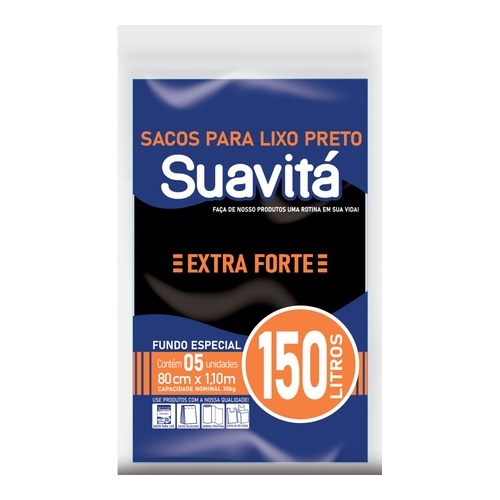 SACO LIXO SUAVITA 150LT C/5