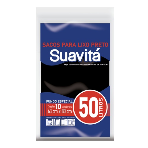 SACO LIXO SUAVITA 50LT C/10