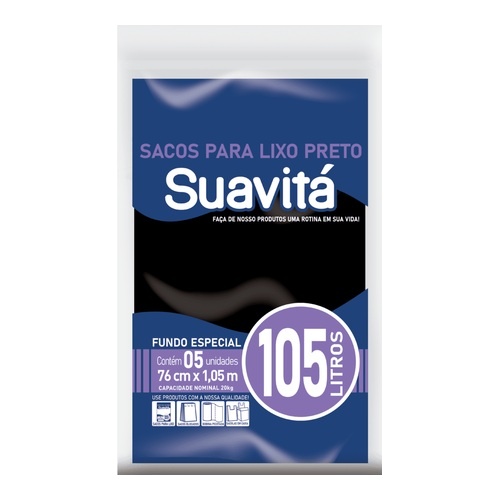 SACO LIXO SUAVITA 105LT C/5