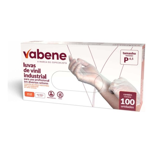 LUVA VINIL VABENE S/PO P C/100