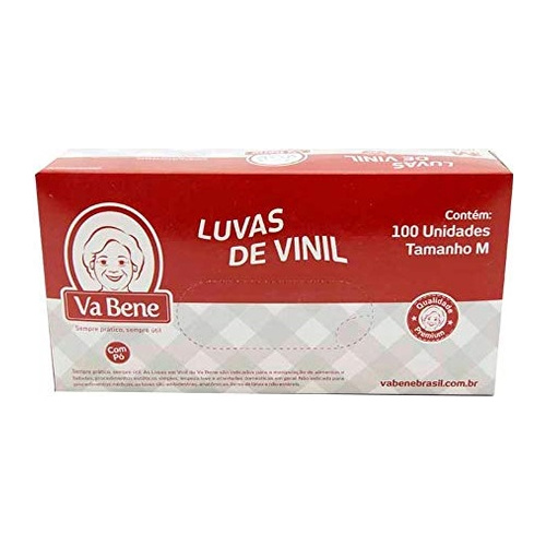 LUVA VINIL VABENE C/PÓ M C/100