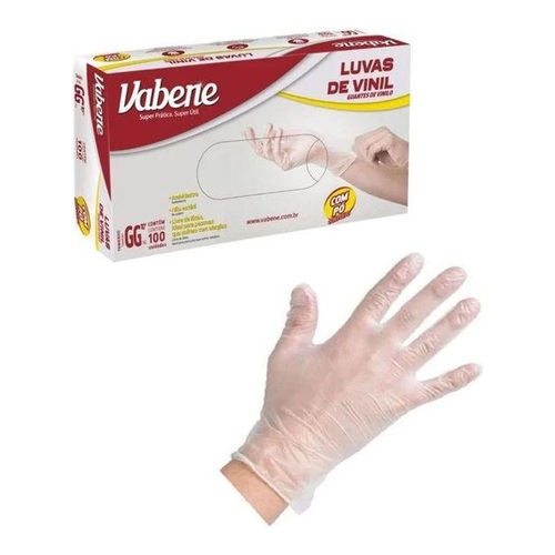 LUVA VINIL VABENE C/PÓ GG C/100