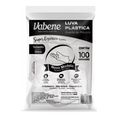 LUVA PLASTICA VABENE C/100