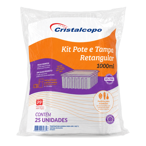 KIT RETANGULAR CRISTALCOPO 1000ML C/25
