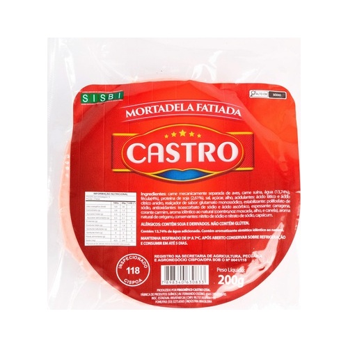 MORTADELA FATIADA DI CASTRO 200G