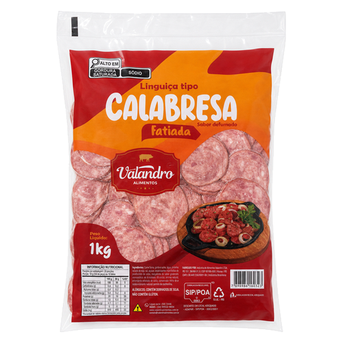 LINGUIÇA TIPO CALABRESA FATIADA VALANDRO 1KG