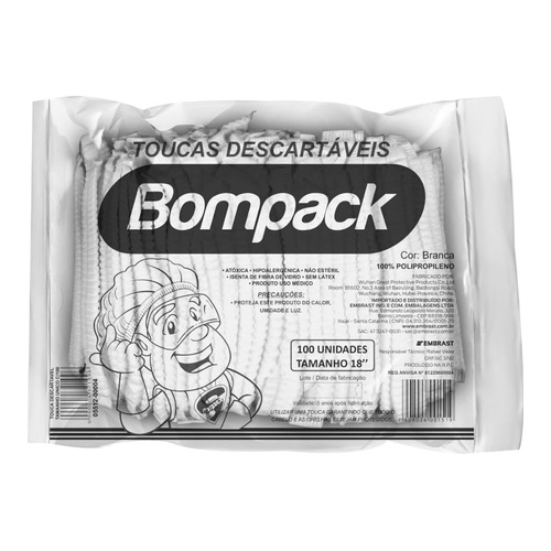 TOUCA BOMPACK TNT BRANCA SANFONADA 18 (45X50CM) C/100
