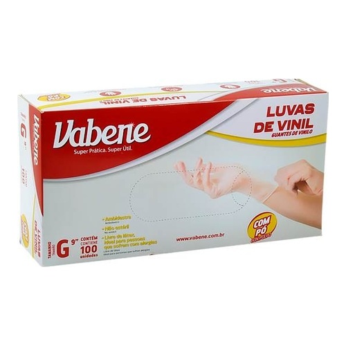 LUVA VINIL VABENE C/PO G C/100
